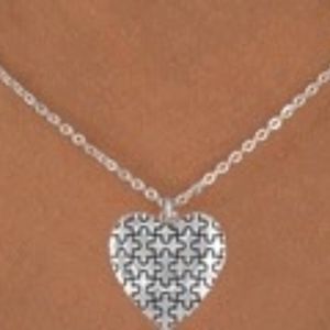 Small Heart Puzzle Piece Necklace AUTISM